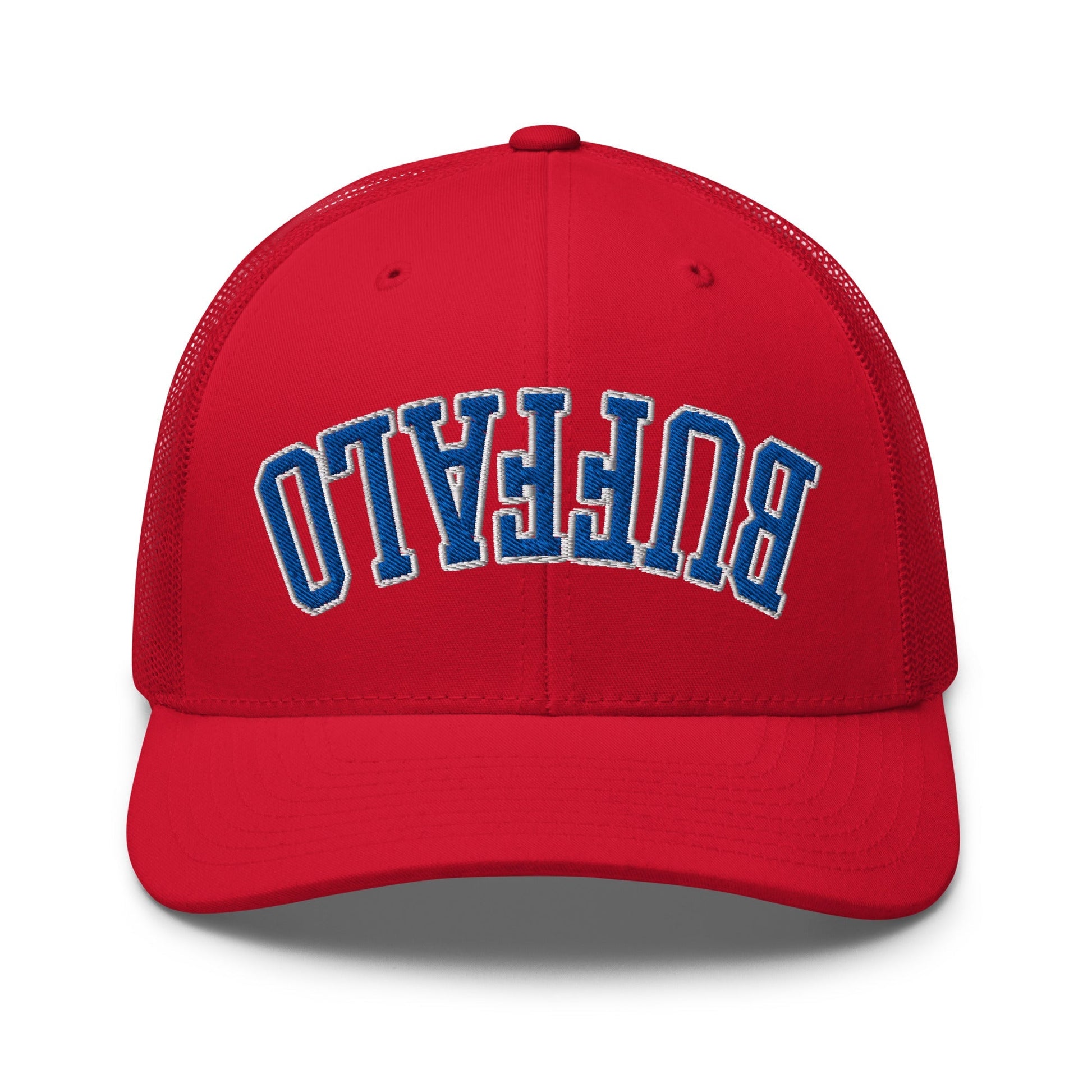 Upside Down Buffalo Football Embroidered Retro Mesh Trucker Hat