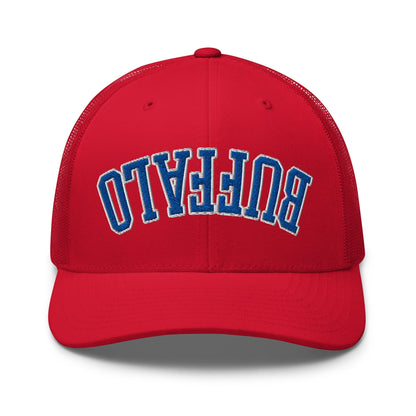 Upside Down Buffalo Football Embroidered Retro Mesh Trucker Hat