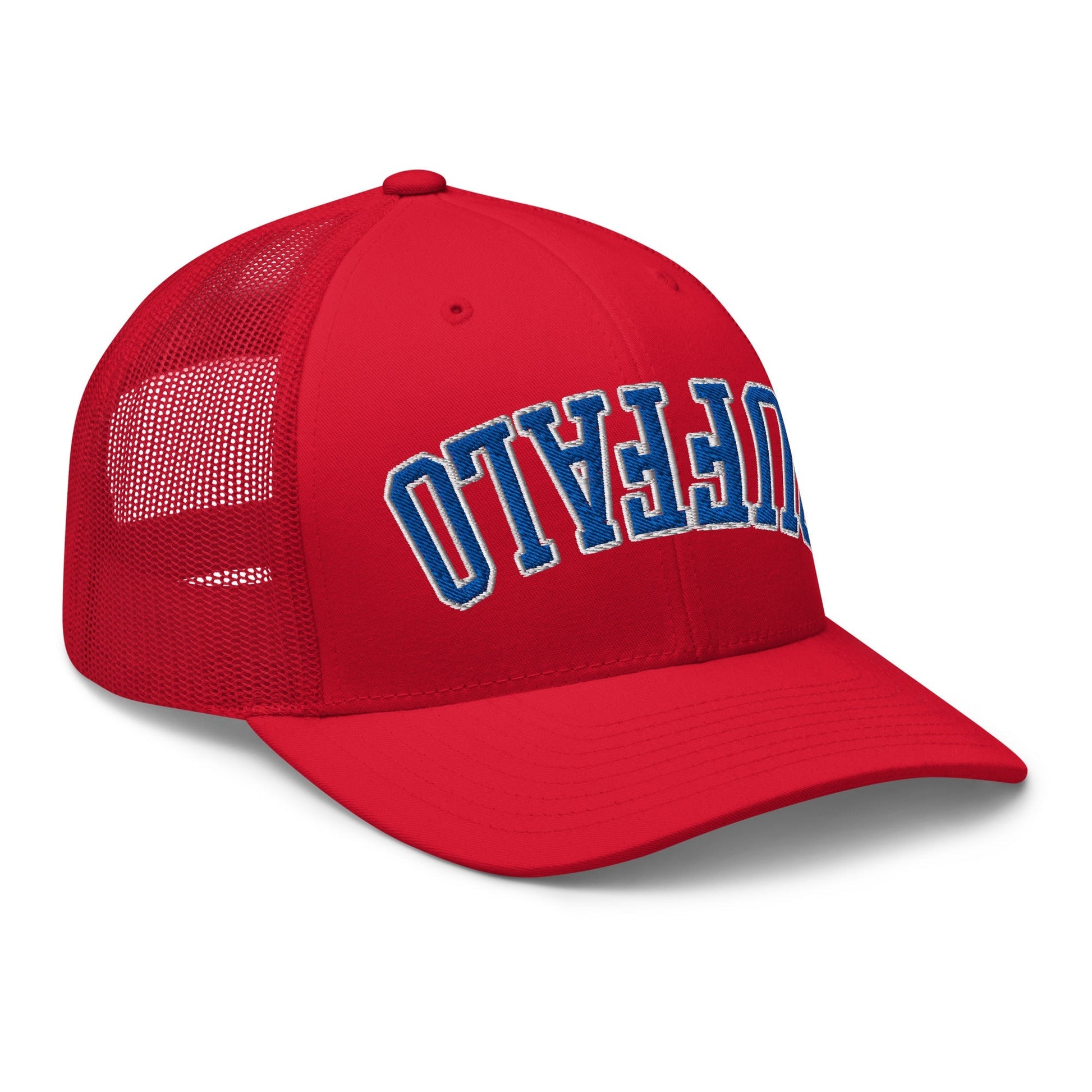 Upside Down Buffalo Football Embroidered Retro Mesh Trucker Hat