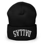 Upside Down Dallas Embroidered Knit Cuffed Beanie - Black