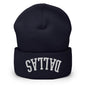 Upside Down Dallas Embroidered Knit Cuffed Beanie - Navy