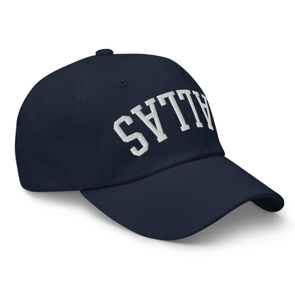 Upside Down Dallas Varsity Letterman Embroidered Dad Hat