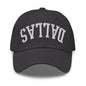 Upside Down Dallas Varsity Letterman Embroidered Dad Hat - Dark Grey