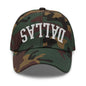 Upside Down Dallas Varsity Letterman Embroidered Dad Hat - Green Camo