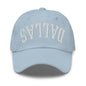 Upside Down Dallas Varsity Letterman Embroidered Dad Hat - Light Blue