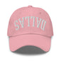 Upside Down Dallas Varsity Letterman Embroidered Dad Hat - Pink