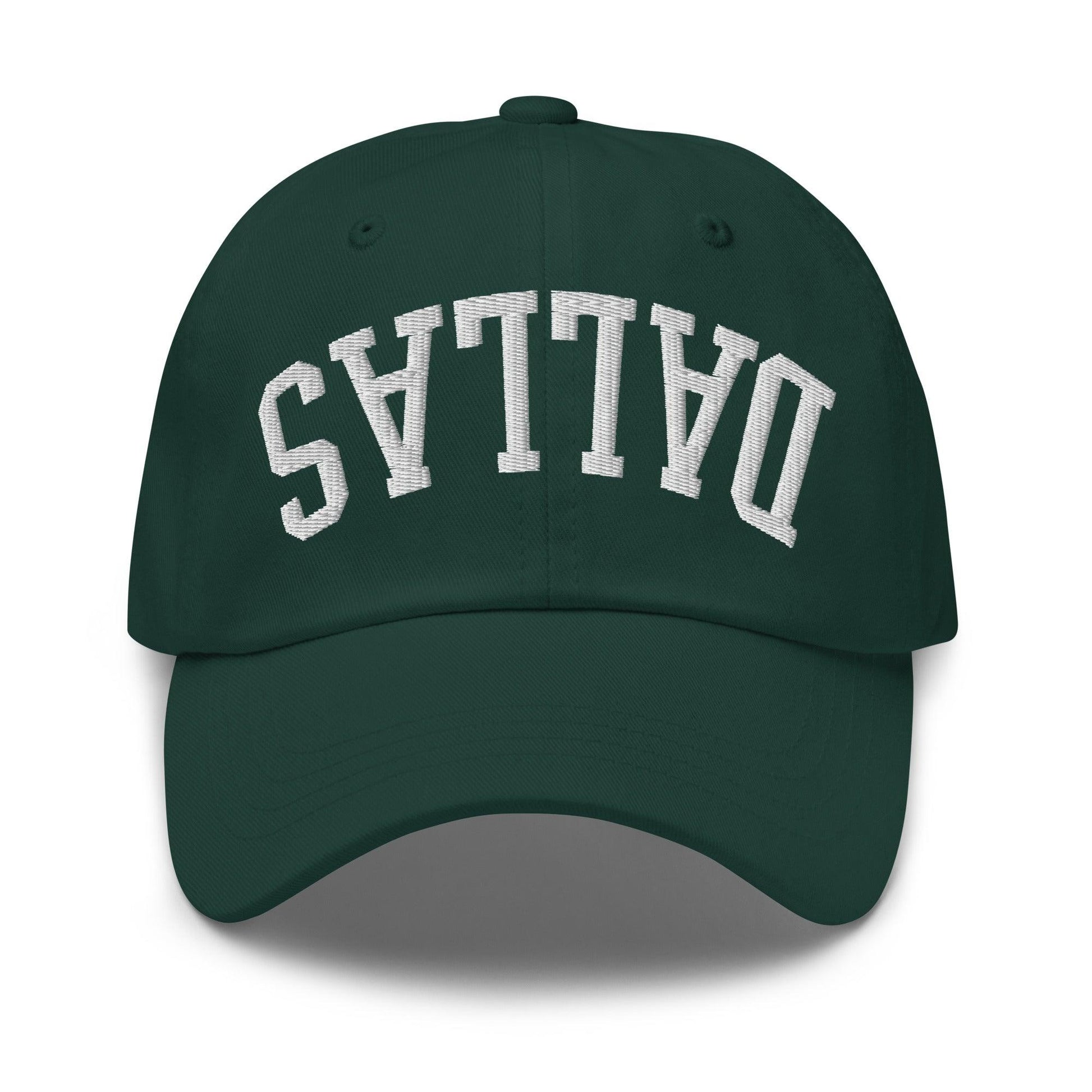 Upside Down Dallas Varsity Letterman Embroidered Dad Hat - Spruce
