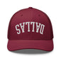 Upside Down Dallas Varsity Letterman Embroidered Mesh Trucker Hat - Cranberry