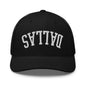 Upside Down Dallas Varsity Letterman Embroidered Mesh Trucker Hat - Black