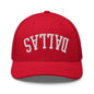 Upside Down Dallas Varsity Letterman Embroidered Mesh Trucker Hat - Red