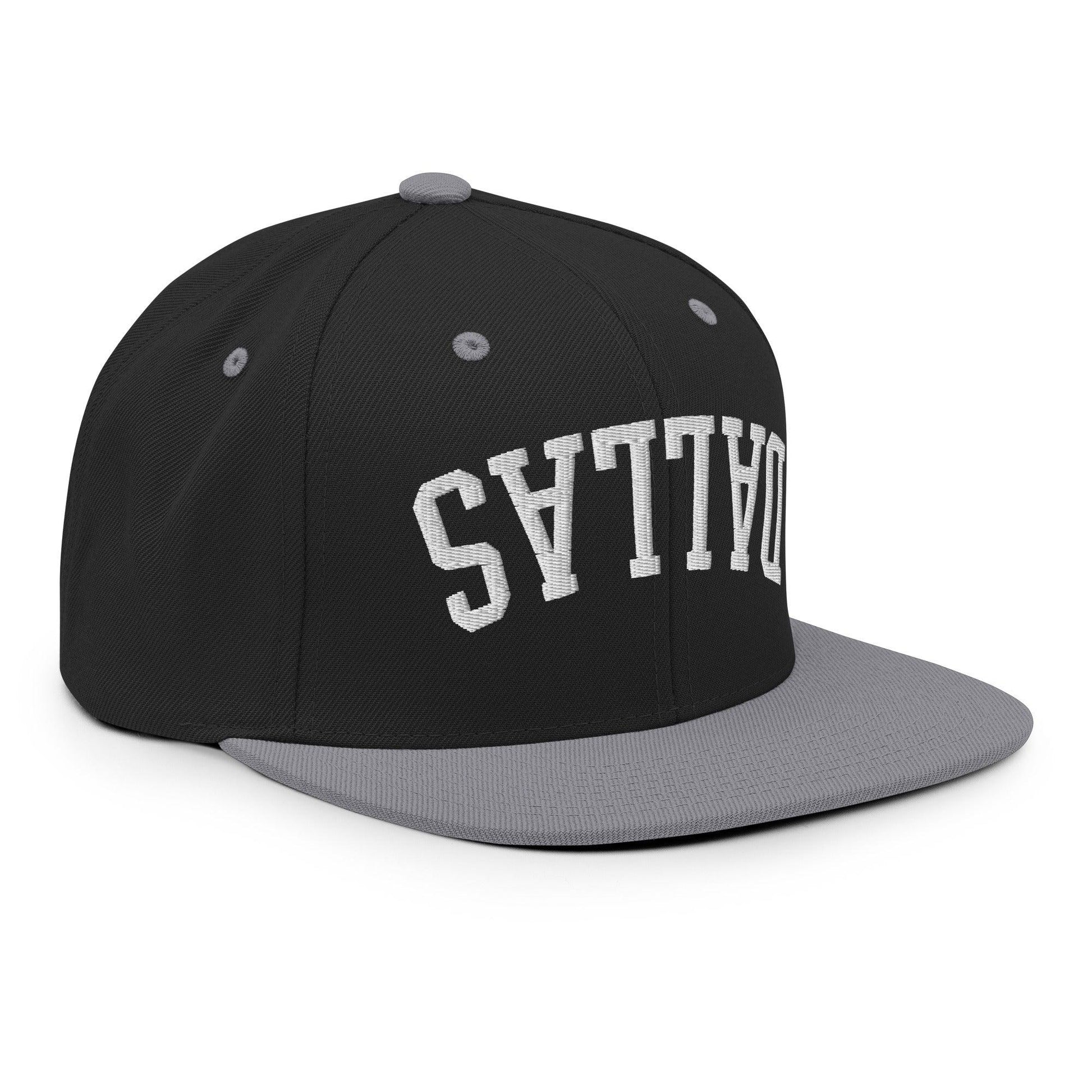 Upside Down Dallas Varsity Letterman Flat Bill Brim Snapback Hat
