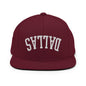 Upside Down Dallas Varsity Letterman Flat Bill Brim Snapback Hat - Maroon