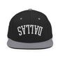 Upside Down Dallas Varsity Letterman Flat Bill Brim Snapback Hat - Black/ Silver
