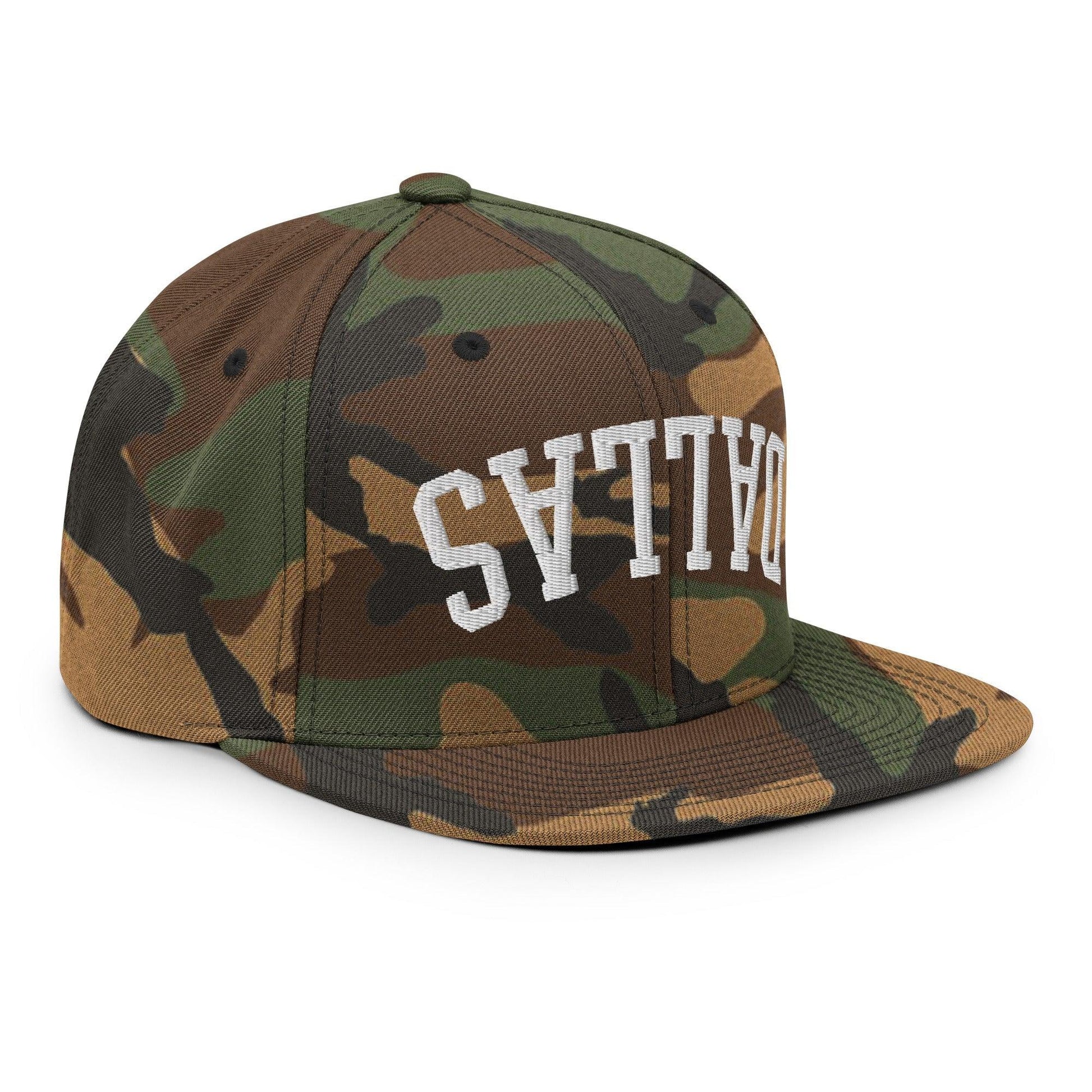 Upside Down Dallas Varsity Letterman Flat Bill Brim Snapback Hat