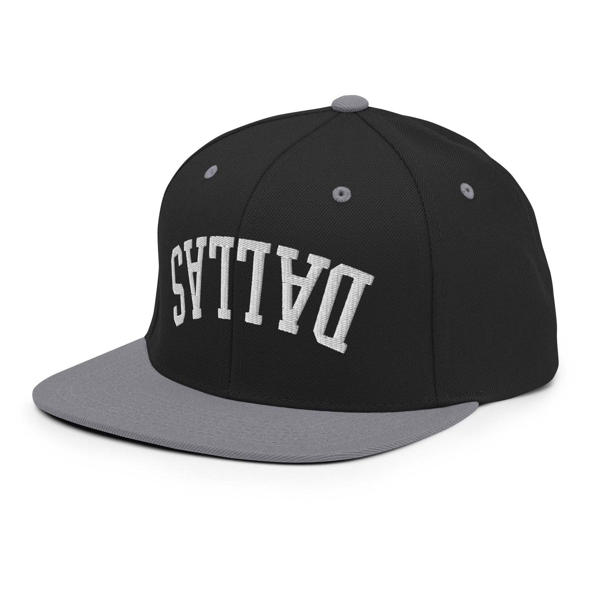 Upside Down Dallas Varsity Letterman Flat Bill Brim Snapback Hat