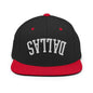 Upside Down Dallas Varsity Letterman Flat Bill Brim Snapback Hat - Black/ Red