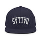 Upside Down Dallas Varsity Letterman Flat Bill Brim Snapback Hat - Navy