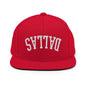 Upside Down Dallas Varsity Letterman Flat Bill Brim Snapback Hat - Red