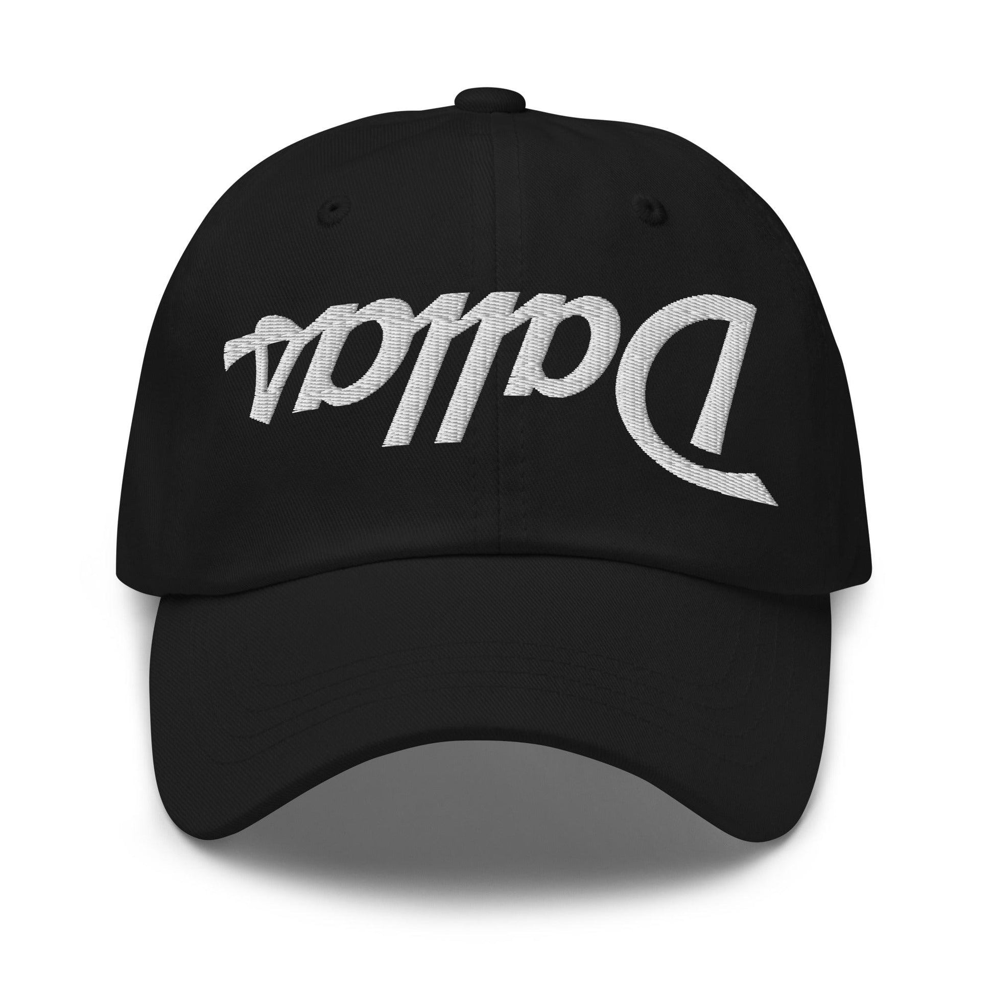 Upside Down Dallas Vintage Sports Script Embroidered Dad Hat - Black