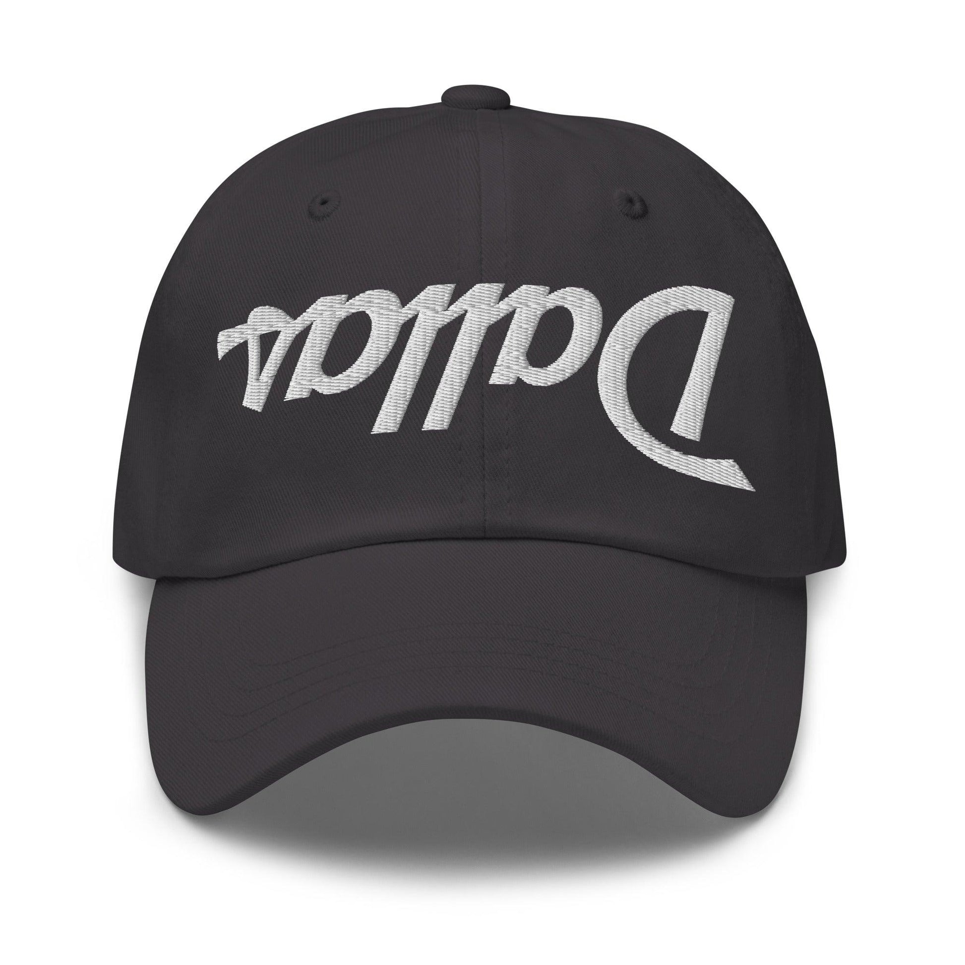Upside Down Dallas Vintage Sports Script Embroidered Dad Hat - Dark Grey