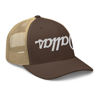 Upside Down Dallas Vintage Sports Script Embroidered Mesh Trucker Hat