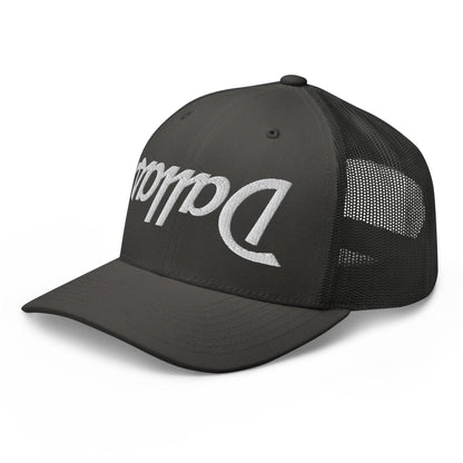 Upside Down Dallas Vintage Sports Script Embroidered Mesh Trucker Hat