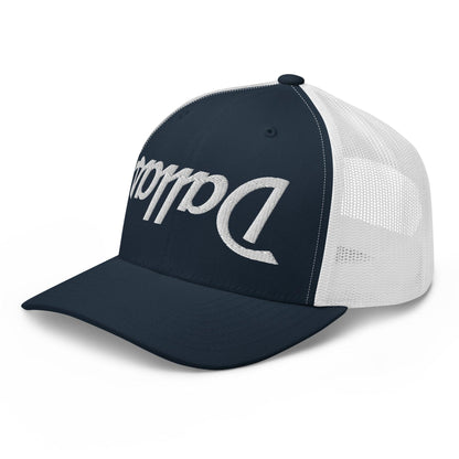 Upside Down Dallas Vintage Sports Script Embroidered Mesh Trucker Hat