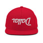 Upside Down Dallas Vintage Sports Script Flat Bill Brim Snapback Hat - Red