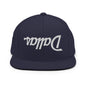 Upside Down Dallas Vintage Sports Script Flat Bill Brim Snapback Hat - Navy
