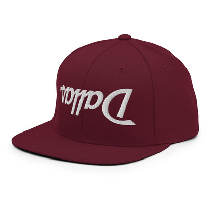 Upside Down Dallas Vintage Sports Script Flat Bill Brim Snapback Hat