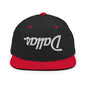 Upside Down Dallas Vintage Sports Script Flat Bill Brim Snapback Hat - Black/ Red