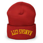 Upside Down Kansas City Football Embroidered Cuffed Knit Beanie