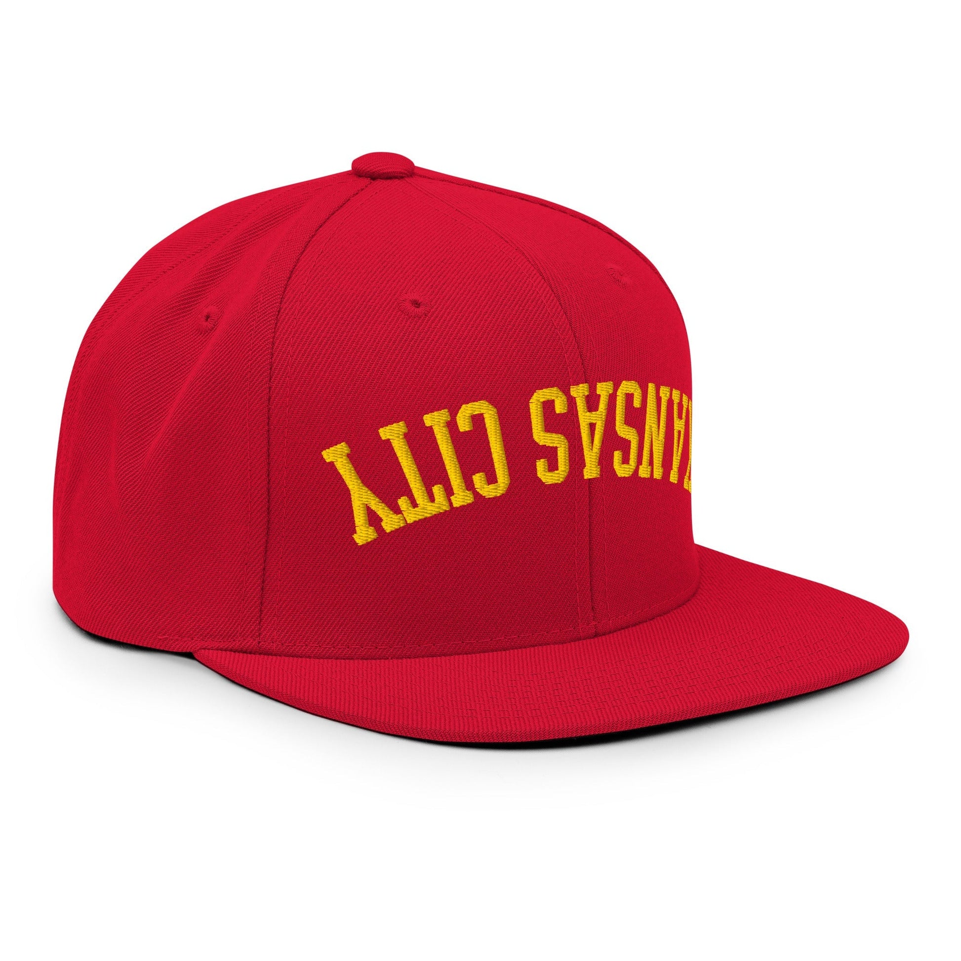 Upside Down Kansas City Football Embroidered Flat Brim Bill Snapback Hat