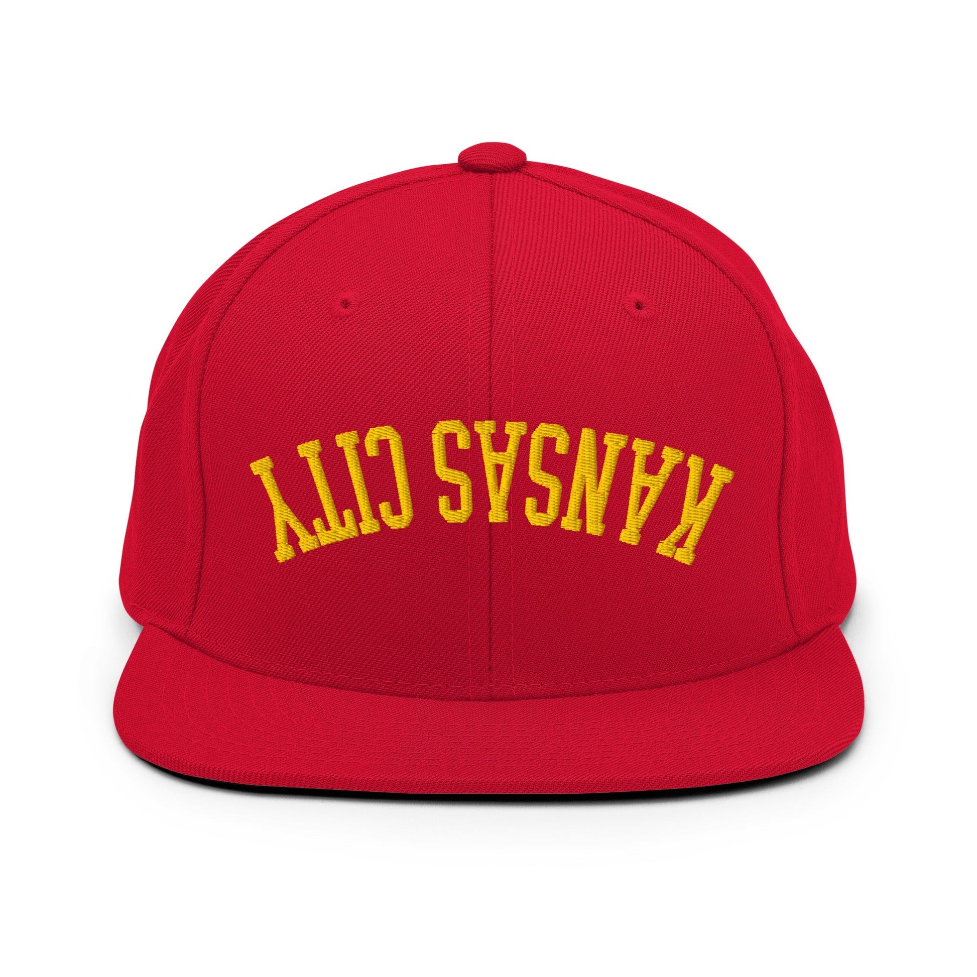 Upside Down Kansas City Football Embroidered Flat Brim Bill Snapback Hat