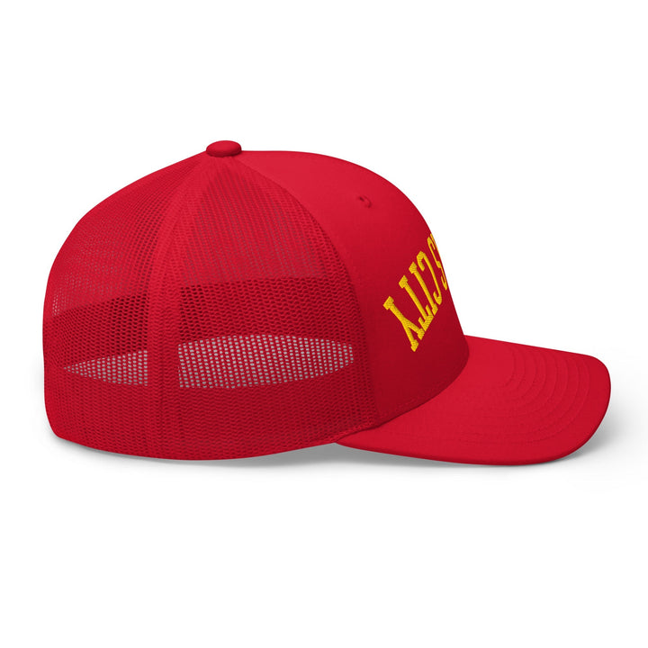 Upside Down Kansas City Football Embroidered Retro Mesh Trucker Hat