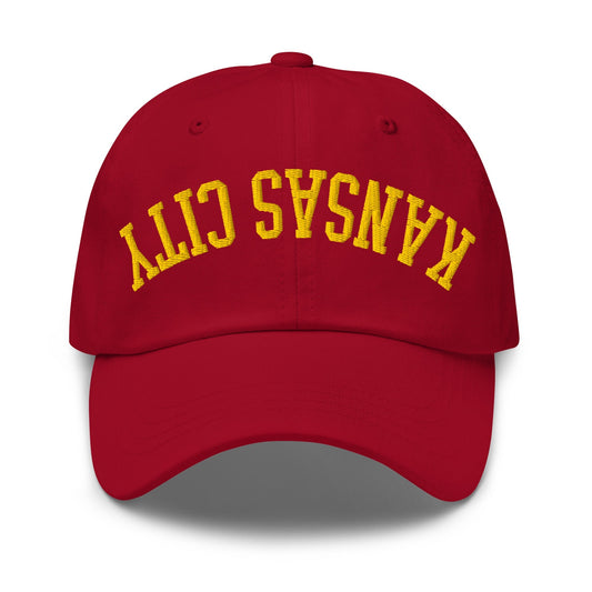 Upside Down Kansas City Football Embroidered Unstructured Dad Hat