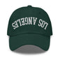 Upside Down LA Los Angeles Varsity Letterman Embroidered Dad Hat - Spruce