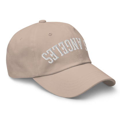 Upside Down LA Los Angeles Varsity Letterman Embroidered Dad Hat