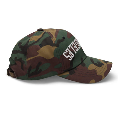 Upside Down LA Los Angeles Varsity Letterman Embroidered Dad Hat