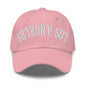 Upside Down LA Los Angeles Varsity Letterman Embroidered Dad Hat - Pink