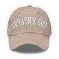 Upside Down LA Los Angeles Varsity Letterman Embroidered Dad Hat - Stone