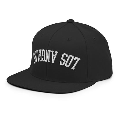 Upside Down LA Los Angeles Varsity Letterman Flat Bill Brim Snapback Hat