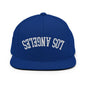 Upside Down LA Los Angeles Varsity Letterman Flat Bill Brim Snapback Hat - Royal Blue