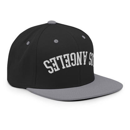 Upside Down LA Los Angeles Varsity Letterman Flat Bill Brim Snapback Hat