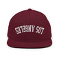 Upside Down LA Los Angeles Varsity Letterman Flat Bill Brim Snapback Hat - Maroon