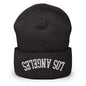 Upside Down Los Angeles LA Embroidered Knit Cuffed Beanie - Dark Grey