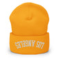Upside Down Los Angeles LA Embroidered Knit Cuffed Beanie - Gold
