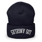 Upside Down Los Angeles LA Embroidered Knit Cuffed Beanie - Navy