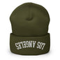 Upside Down Los Angeles LA Embroidered Knit Cuffed Beanie - Olive