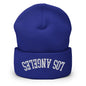 Upside Down Los Angeles LA Embroidered Knit Cuffed Beanie - Royal